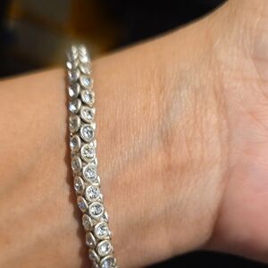 Swarovski Silver Crystal Bracelet with Clear Stones